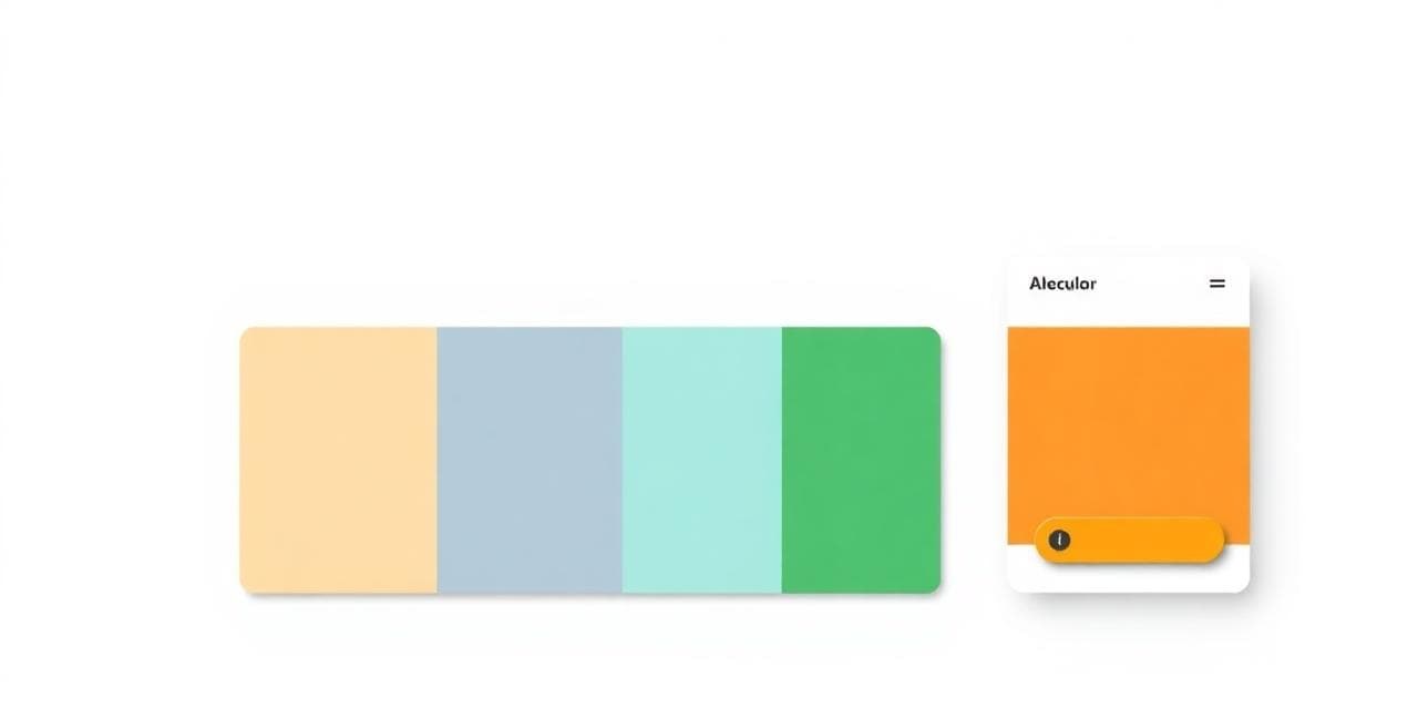 A row of harmonious color swatches applied to a UI mockup