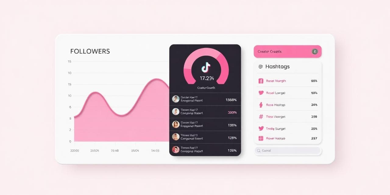 A TikTok creator analytics dashboard showing follower growth and engagement